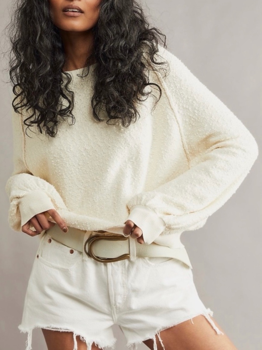 NWOT Free People Found My Friend Pullover Sweater in Cream - Size XS